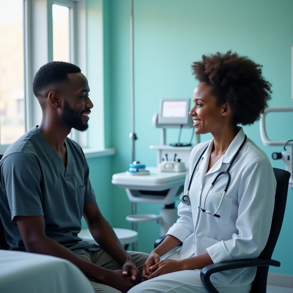 Patient at a reception desk